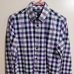 Purple/White Checked Express 1MX Fitted Shirt -S